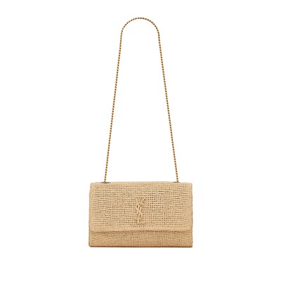 YSL KATE MEDIUM IN RAFFIA AND SMOOTH LEATHER 698637GAAA92069 (28.5*20*6cm)